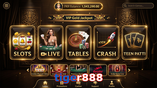 Main screen of Tiger888 casino page for PK players